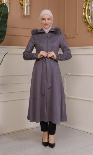 ترانشكوت نسائي شامواه بليسيه كبشون متحرك 1316 - فضي