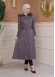 Women's trench coat suede, plisse, movable hood, 1316 Gri