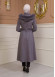 Women's trench coat suede, plisse, movable hood, 1316 Gri