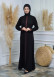 عباية نسائية ياقة مدورة مع سحاب و تطريز 561 Kırmızı