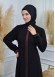 عباية نسائية ياقة مدورة مع سحاب و تطريز 561 Kırmızı