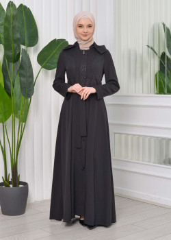 مانطو نسائي موسمي كلوش برادا مع حزام 1203 - اسود