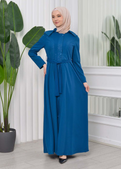 مانطو نسائي موسمي كلوش برادا مع حزام 1203 - تركواز