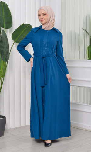 Tie Waist Womens Topcoat 1203 - Türkis