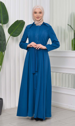 Tie Waist Womens Topcoat 1203 - Türkis