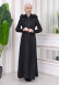 HOODED HIJAB TOPCOAT WITH WAIST TUNNEL 1330 Siyah