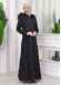 HOODED HIJAB TOPCOAT WITH WAIST TUNNEL 1330 Siyah