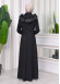 HOODED HIJAB TOPCOAT WITH WAIST TUNNEL 1330 Siyah