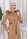 HOODED HIJAB TOPCOAT WITH WAIST TUNNEL 1330 Bej