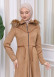 HOODED HIJAB TOPCOAT WITH WAIST TUNNEL 1330 Bej