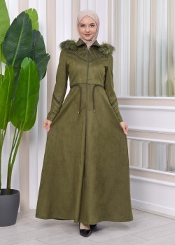 مانطو شاموا طويل بكبيشون فرو 1330 - زيتي