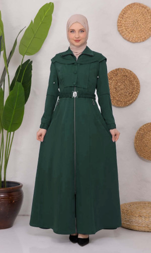 Modest Topcoat With Buttoned Detail 1220 - dark teal
