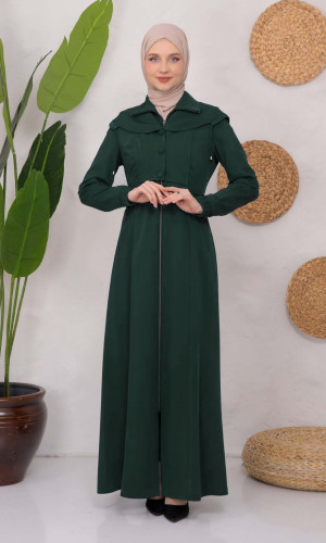 Modest Topcoat With Buttoned Detail 1220 - dark teal