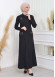 Hooded Zippered Linen Women Hijab Trench Coat Code : 1209 koyu gri