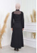 Hooded Zippered Linen Women Hijab Trench Coat Code : 1209 koyu gri