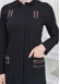 Hooded Zippered Linen Women Hijab Trench Coat Code : 1209 koyu gri