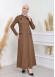 ترانشكوت كتان نسائي للمحجبات مع طاقية  1209 taba