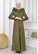 Hooded Zippered Hijab Overcoat 1331 Haki