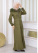 Hooded Zippered Hijab Overcoat 1331 Haki