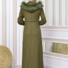 Hooded Zippered Hijab Overcoat 1331 - khaki