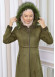 Hooded Zippered Hijab Overcoat 1331 Haki