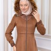 Hooded Zippered Hijab Overcoat 1331 Kahverengi
