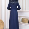 Hooded Zippered Hijab Overcoat 1331 - deep blue
