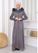 Hooded Zippered Hijab Overcoat 1331 Koyu gri