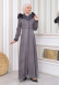 Hooded Zippered Hijab Overcoat 1331 Koyu gri