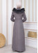 Hooded Zippered Hijab Overcoat 1331 Koyu gri