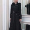 HOODED ZIPPERED HIJAB TOPCOAT 1332 Siyah