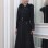 Long Suede Coat with Removable Fur Hood and Belt 1332 - black