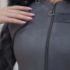 HOODED ZIPPERED HIJAB TOPCOAT 1332 Koyu gri