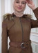 HOODED ZIPPERED HIJAB TOPCOAT 1332 Kahverengi