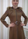HOODED ZIPPERED HIJAB TOPCOAT 1332 Kahverengi