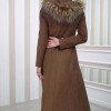 HOODED ZIPPERED HIJAB TOPCOAT 1332 Kahverengi