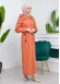 Hooded Zippered Hijab Trenchcoat - 1121 Turuncu
