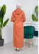 Hooded Zippered Hijab Trenchcoat - 1121 Turuncu