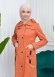 Hooded Zippered Hijab Trenchcoat - 1121 Turuncu