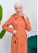 Hooded Zippered Hijab Trenchcoat - 1121 Turuncu