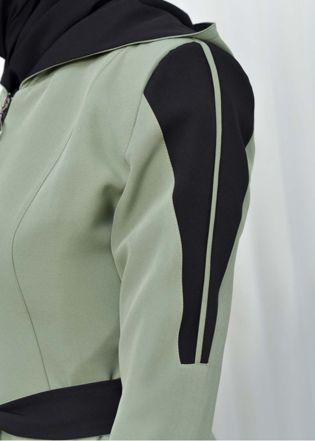 HOODED SHORT TRENCH COAT WITH BELT - CODE : 1210 Mint