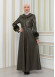 HOODED FUR SLEEVE BELT LEATHER COAT 1349 Haki