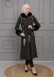 BELTED CACHET TOPCOAT WITH HOOD AND SLEEVE FUR DETAILS 1355 Siyah