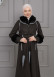 BELTED CACHET TOPCOAT WITH HOOD AND SLEEVE FUR DETAILS 1355 Siyah