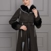 ترانشكوت نسائي جوخ شتوي مع كبيشون فرو قابلة للإزالة 1355 Siyah