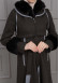 BELTED CACHET TOPCOAT WITH HOOD AND SLEEVE FUR DETAILS 1355 Siyah