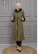 BELTED CACHET TOPCOAT WITH HOOD AND SLEEVE FUR DETAILS 1355 - khaki
