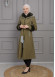 BELTED CACHET TOPCOAT WITH HOOD AND SLEEVE FUR DETAILS 1355 Haki