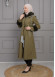 BELTED CACHET TOPCOAT WITH HOOD AND SLEEVE FUR DETAILS 1355 Haki