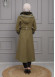 BELTED CACHET TOPCOAT WITH HOOD AND SLEEVE FUR DETAILS 1355 Haki